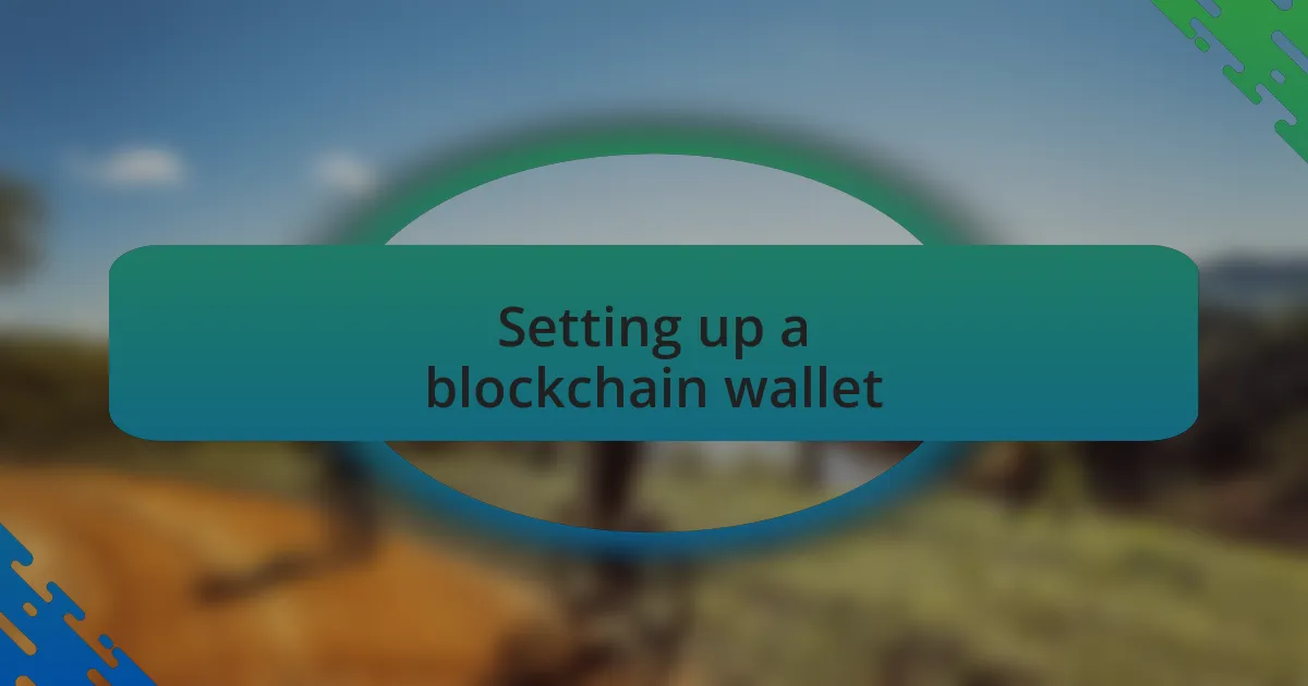 Setting up a blockchain wallet