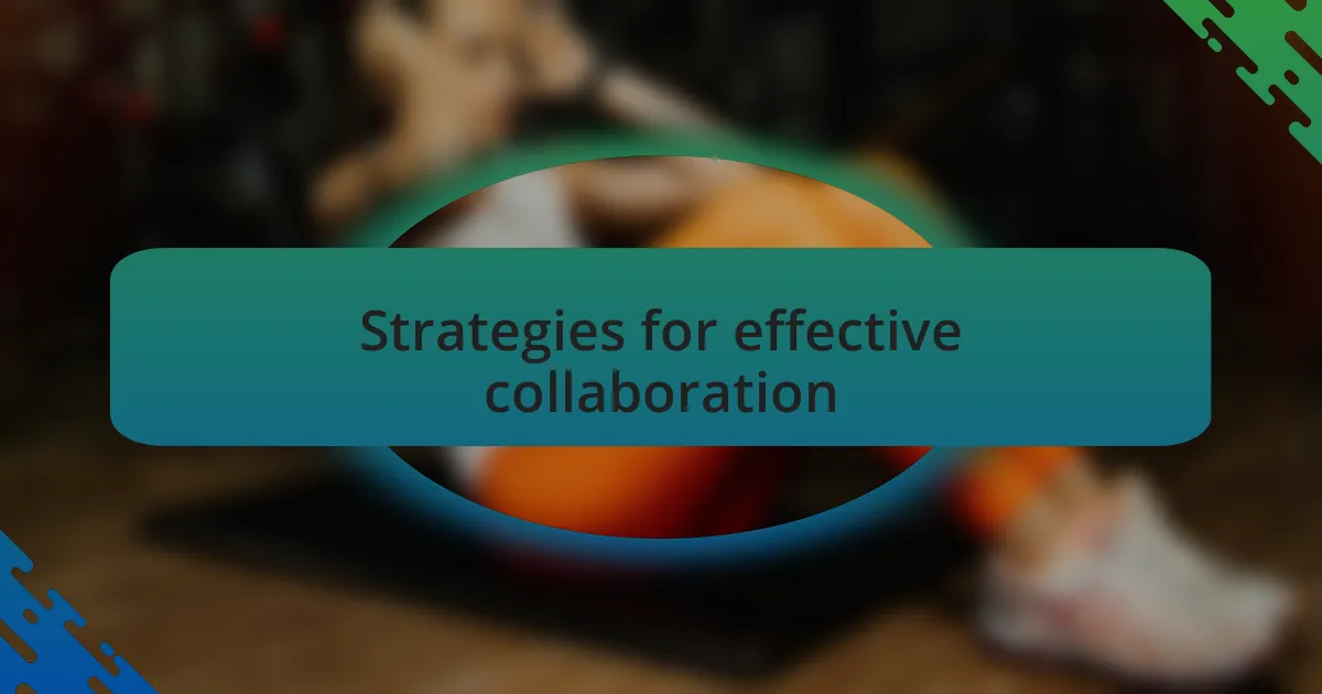 Strategies for effective collaboration